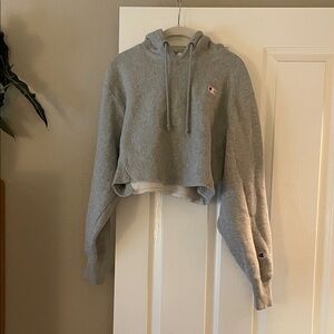 Champion Women's Heather Gray Cropped Hoodie